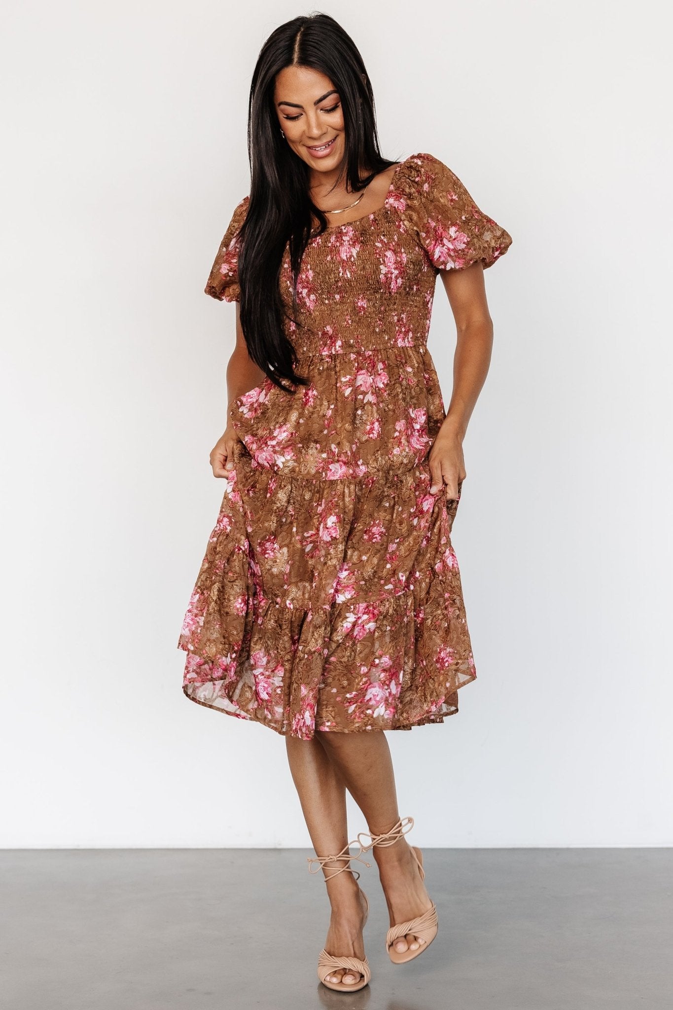 Lizzy Midi Dress | Copper + Pink - Baltic Born