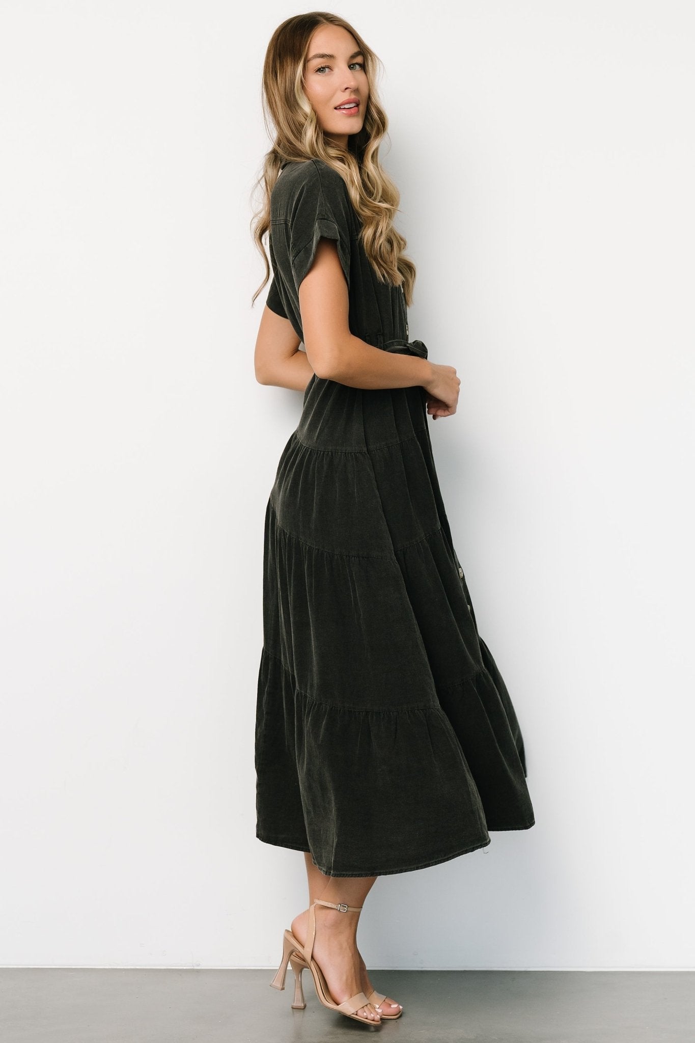 Logan Button Up Maxi Dress | Black - Baltic Born