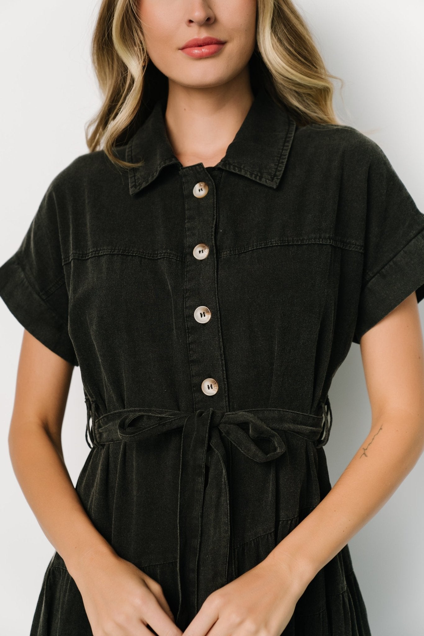 Logan Button Up Maxi Dress | Black - Baltic Born