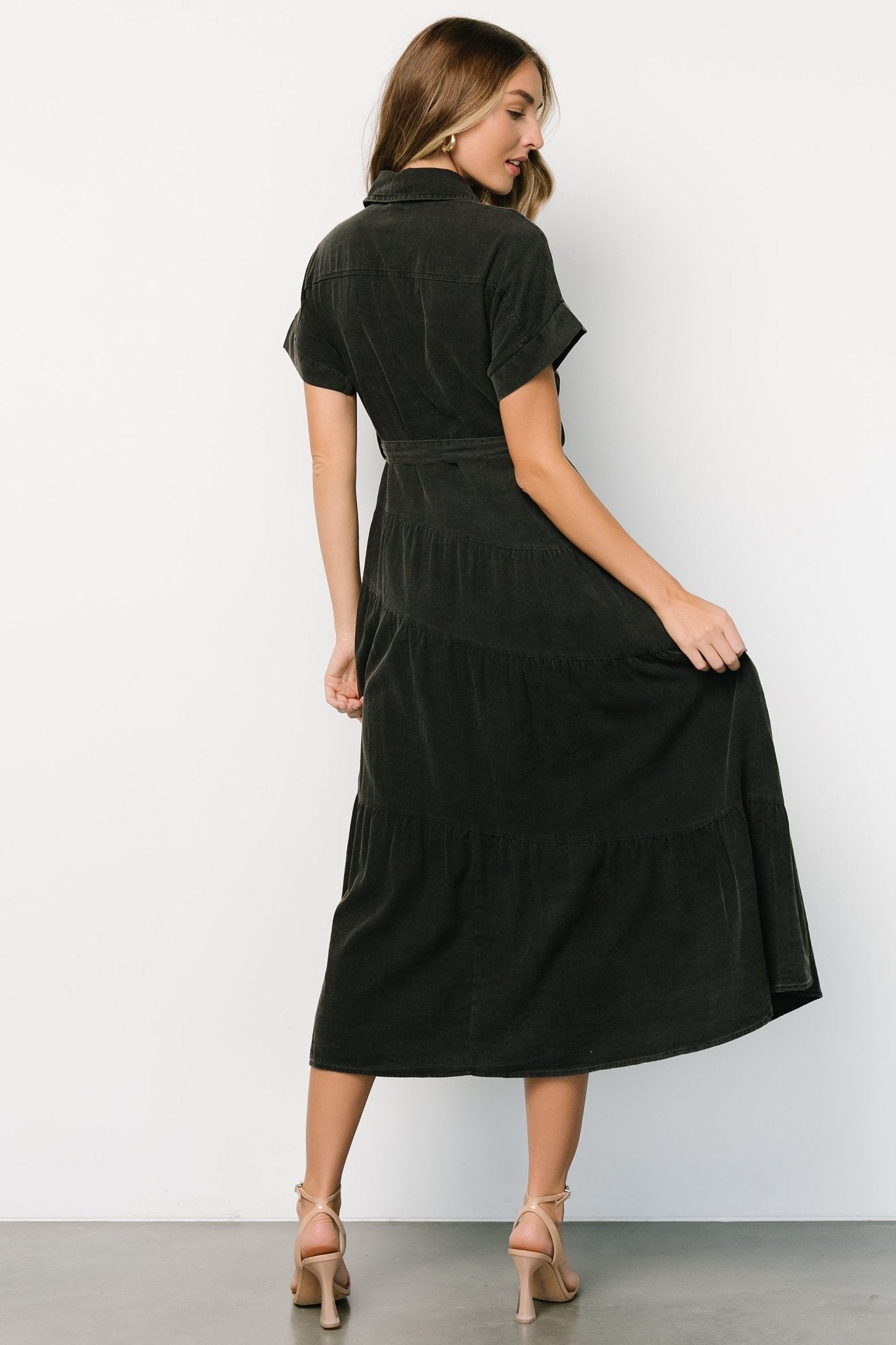 Logan Button Up Maxi Dress | Black - Baltic Born