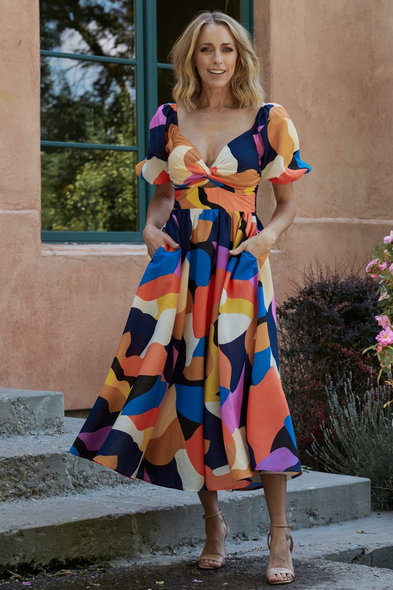 Baltic Born Womens Lola Midi Dress | Rust + Navy Multi | Size: Small Baltic Born Womens Lola Midi Dress | Rust + Navy Multi | Size: Small
