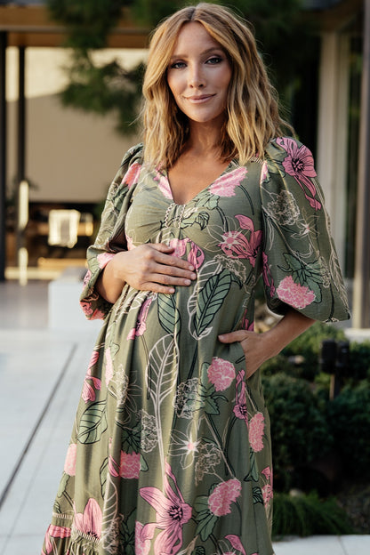 Lonna Dress | Olive + Fuschia Floral - Baltic Born