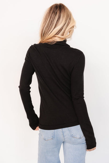 Lorelai Turtleneck Sweater Top | Black - Baltic Born