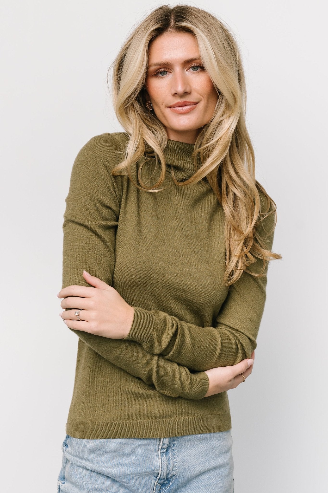 Lorelai Turtleneck Sweater Top | Olive - Baltic Born