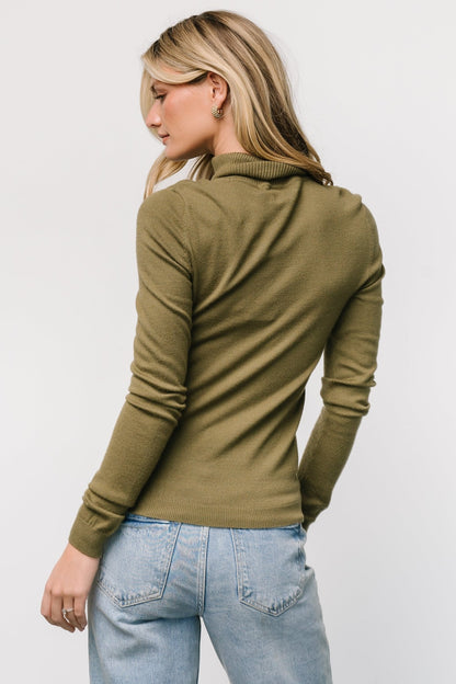 Lorelai Turtleneck Sweater Top | Olive - Baltic Born