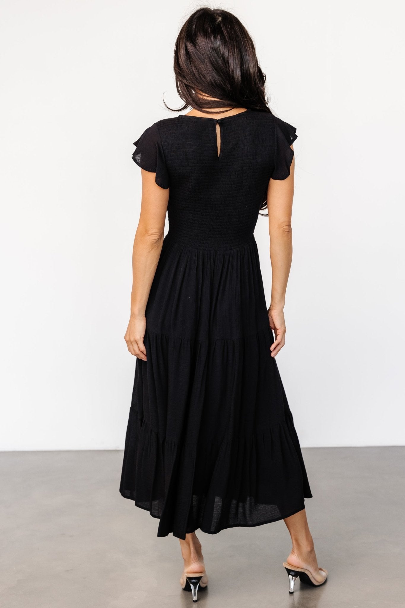 Loretta Smocked Midi Dress | Black - Baltic Born