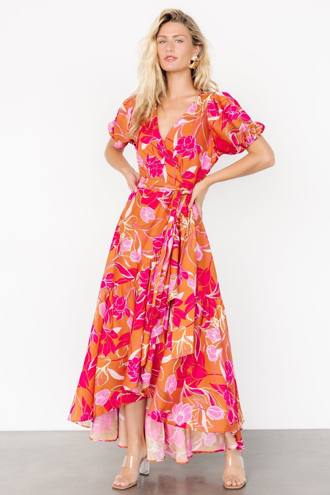 Lori Maxi Dress | Orange + Pink Floral - Baltic Born