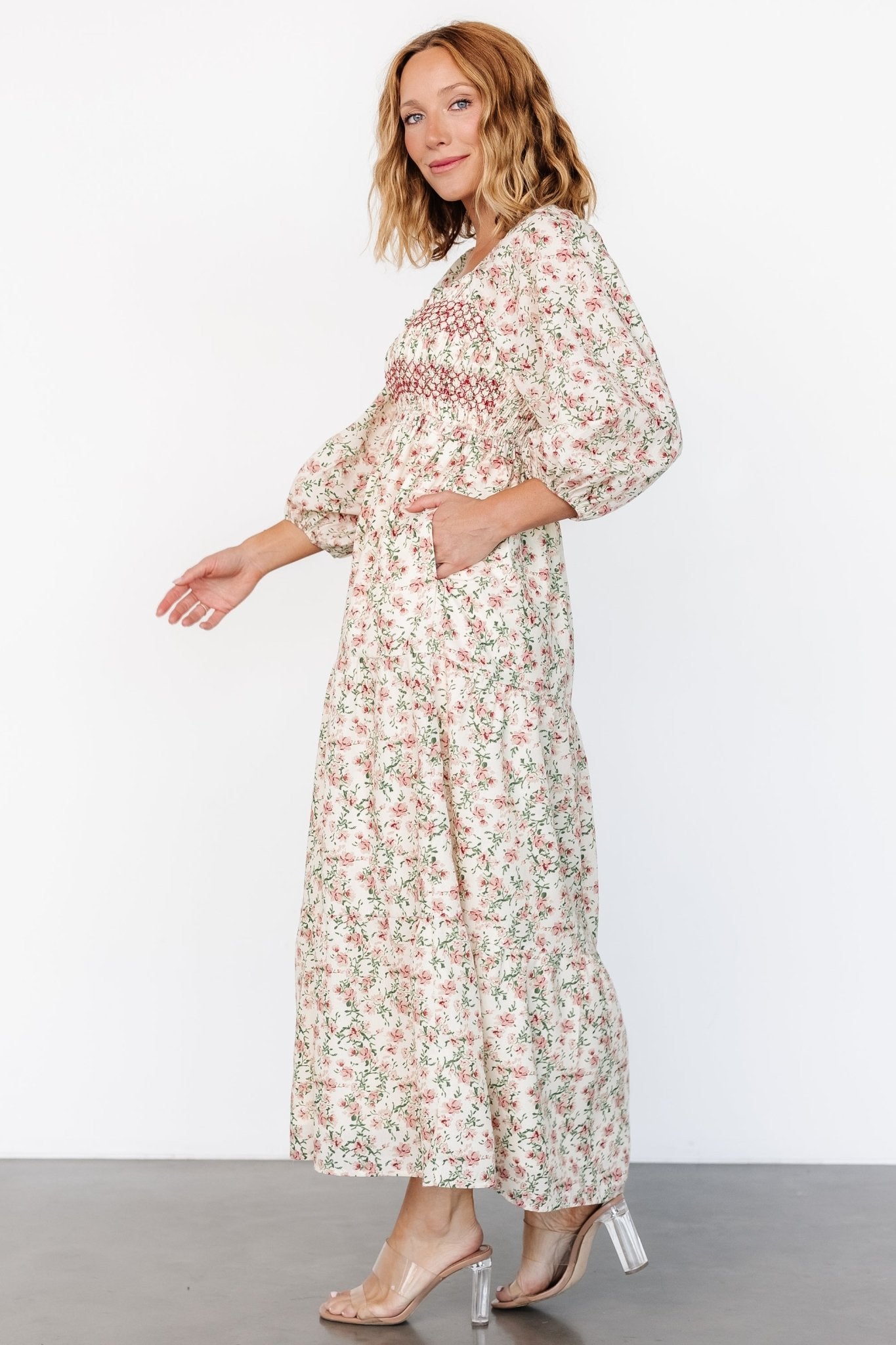 Louisa Smocked Maxi Dress | Cream Floral - Baltic Born