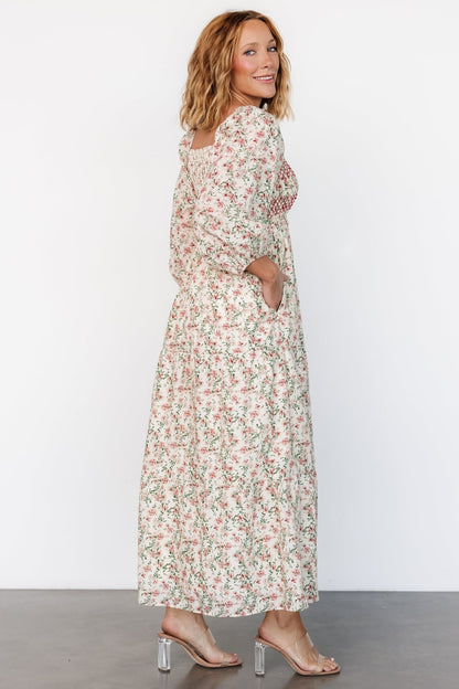 Louisa Smocked Maxi Dress | Cream Floral - Baltic Born