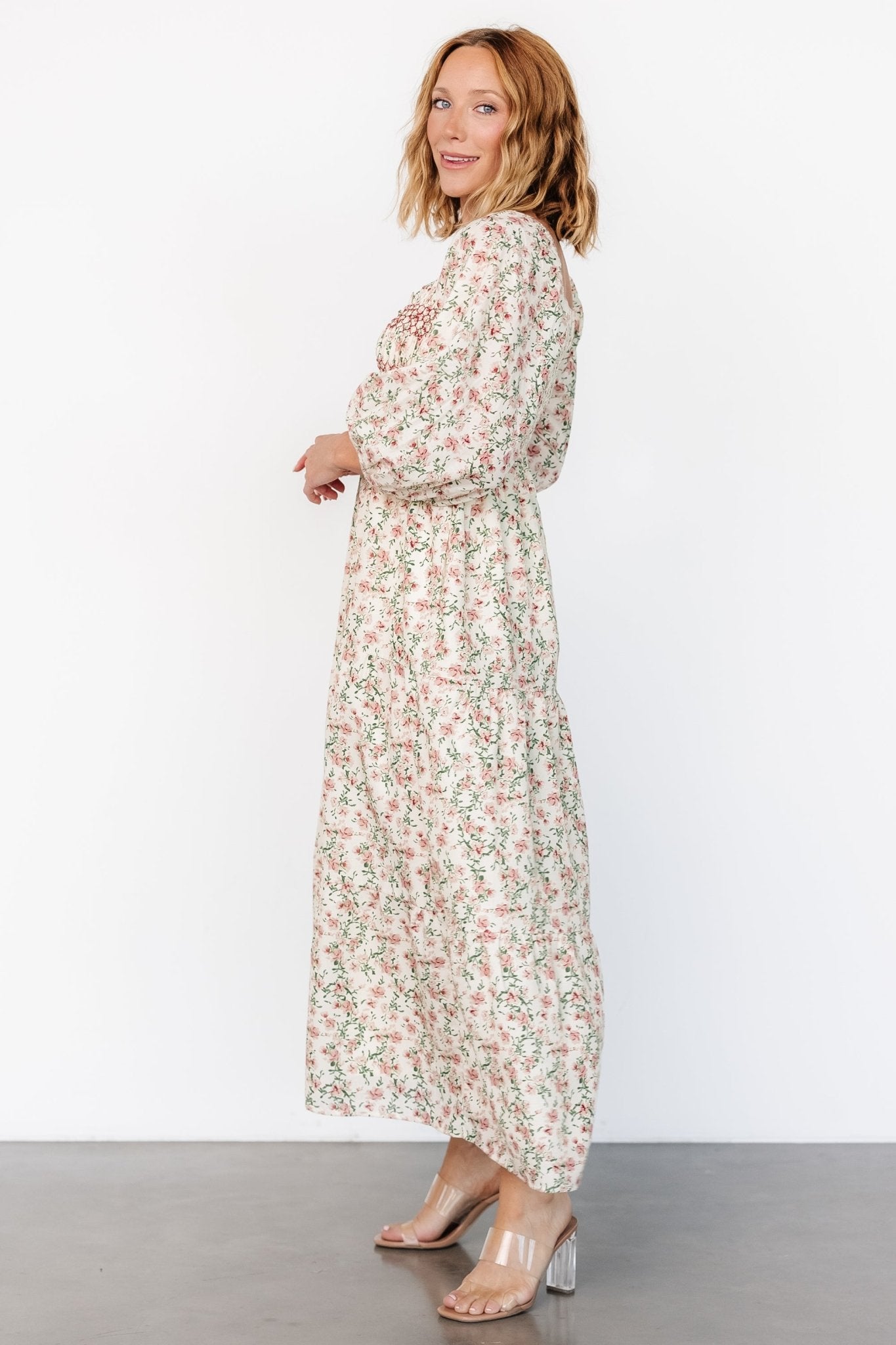 Louisa Smocked Maxi Dress | Cream Floral - Baltic Born