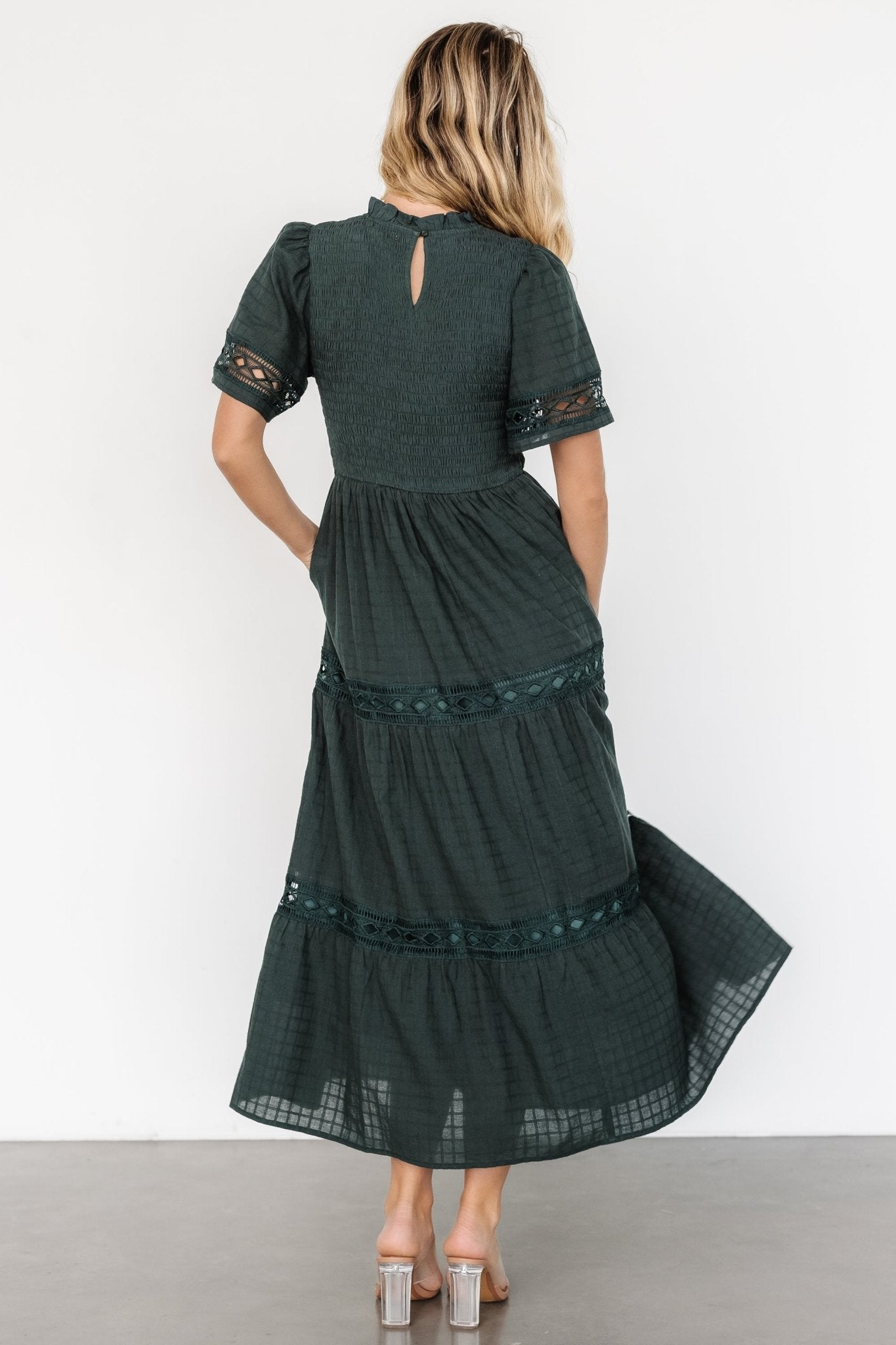 Loveland Geo Lace Maxi Dress | Dark Green - Baltic Born