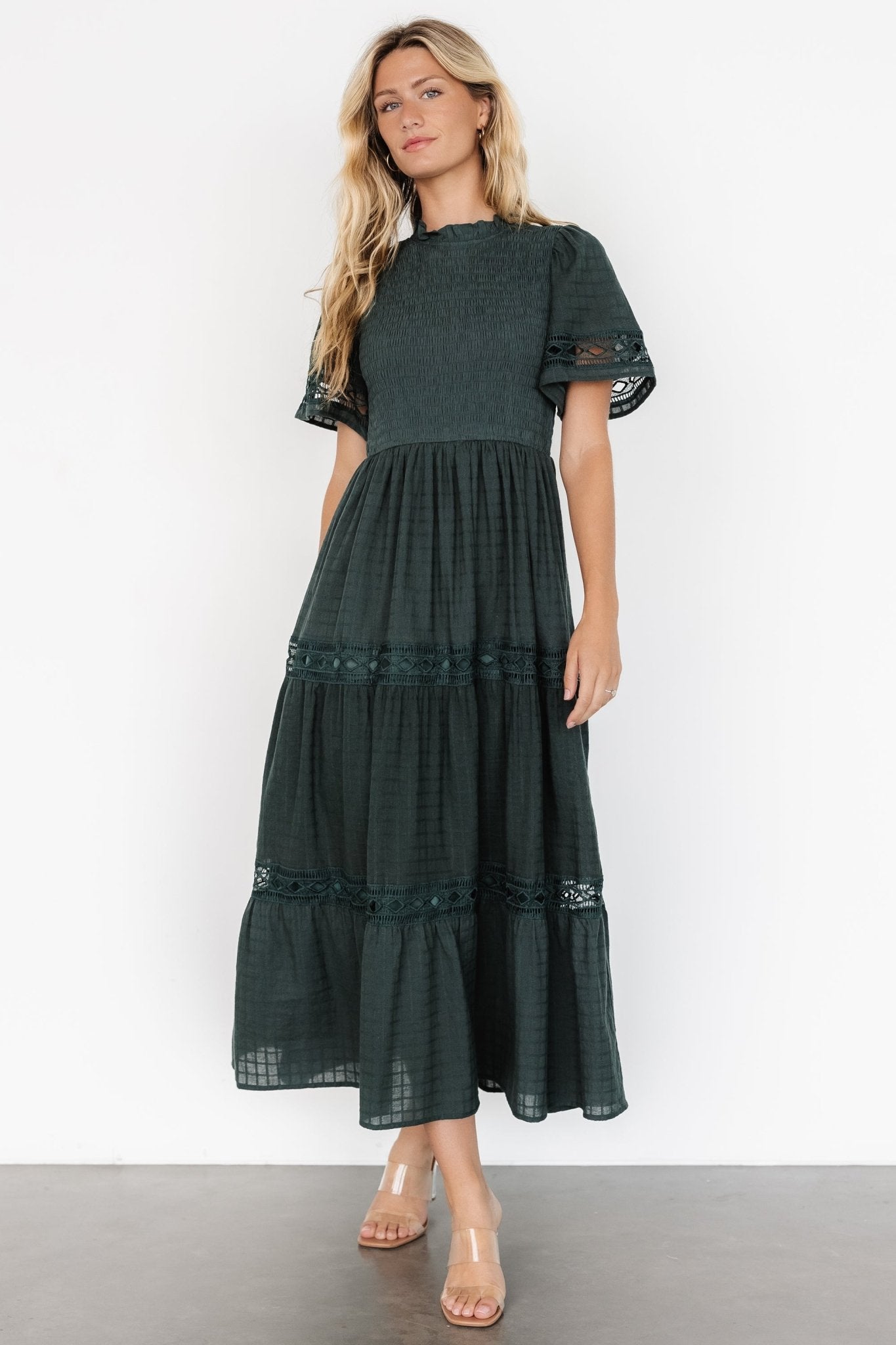 Loveland Geo Lace Maxi Dress | Dark Green - Baltic Born