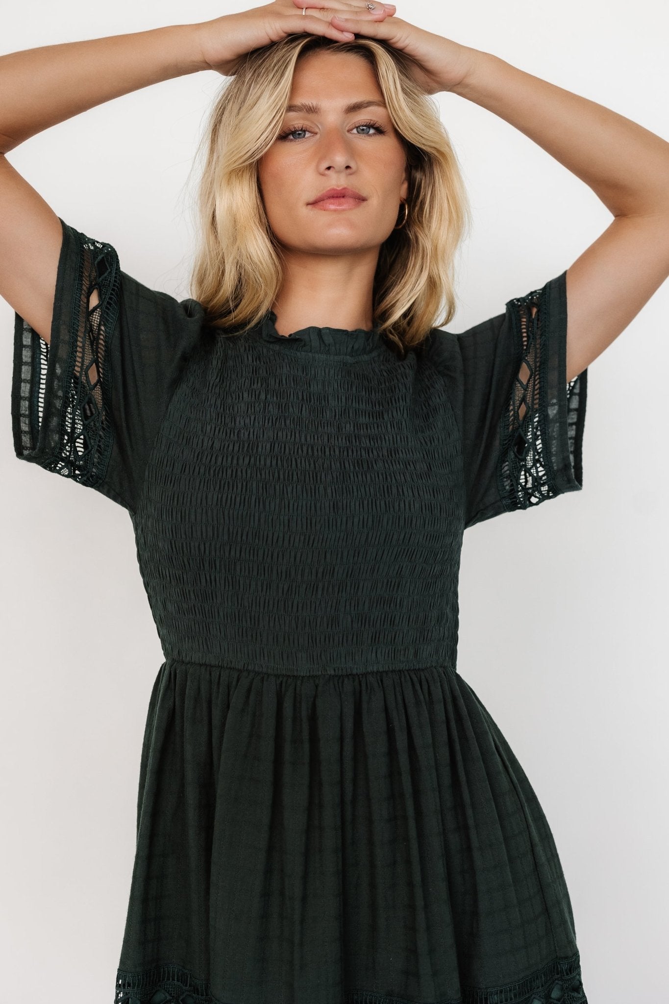 Loveland Geo Lace Maxi Dress Dark Green | Baltic Born L Loveland Geo Lace Maxi Dress Dark Green | Baltic Born L