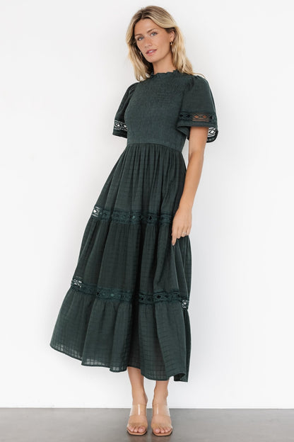 Loveland Geo Lace Maxi Dress | Dark Green - Baltic Born