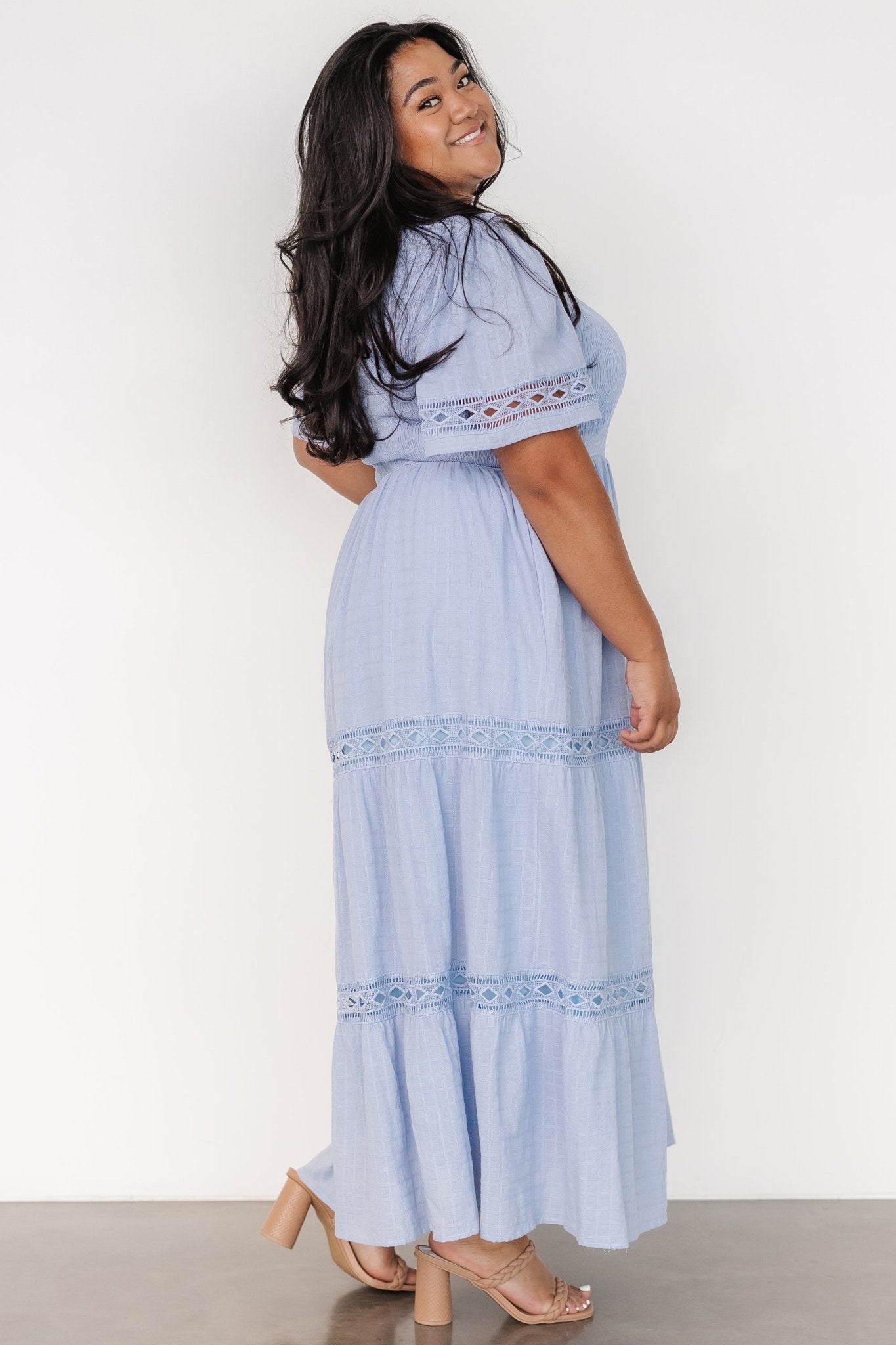 Loveland Geo Lace Maxi Dress | Light Blue - Baltic Born