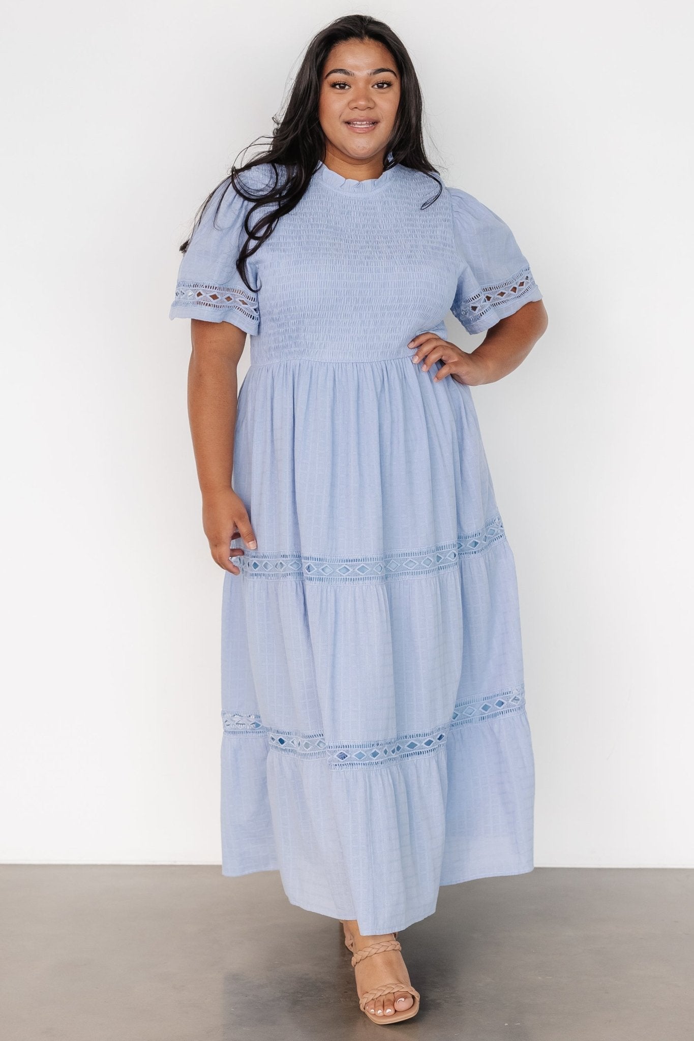 Loveland Geo Lace Maxi Dress | Light Blue - Baltic Born