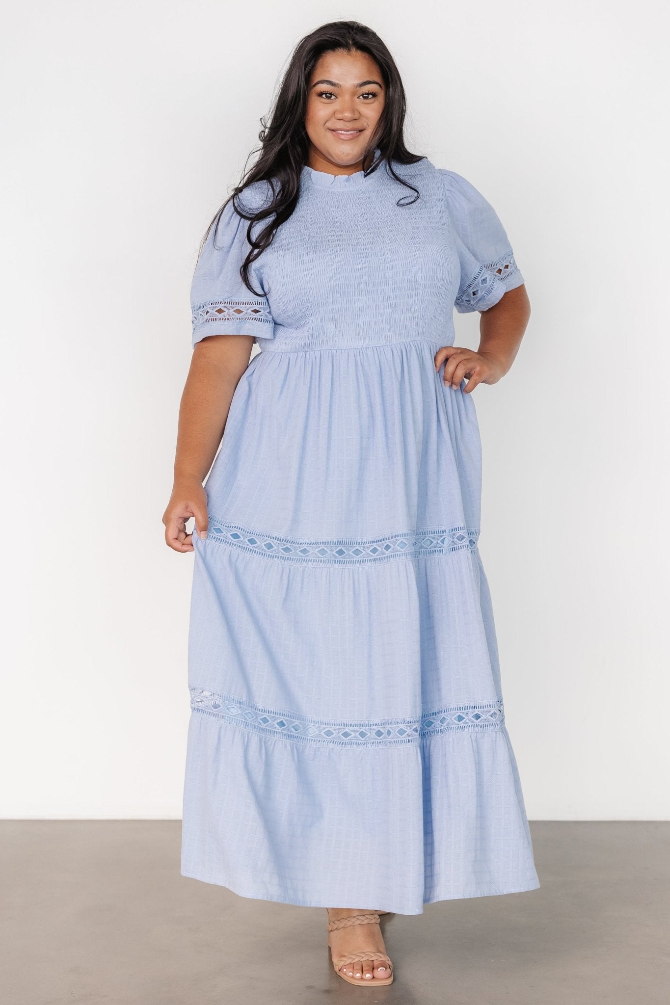 Loveland Geo Lace Maxi Dress | Light Blue - Baltic Born