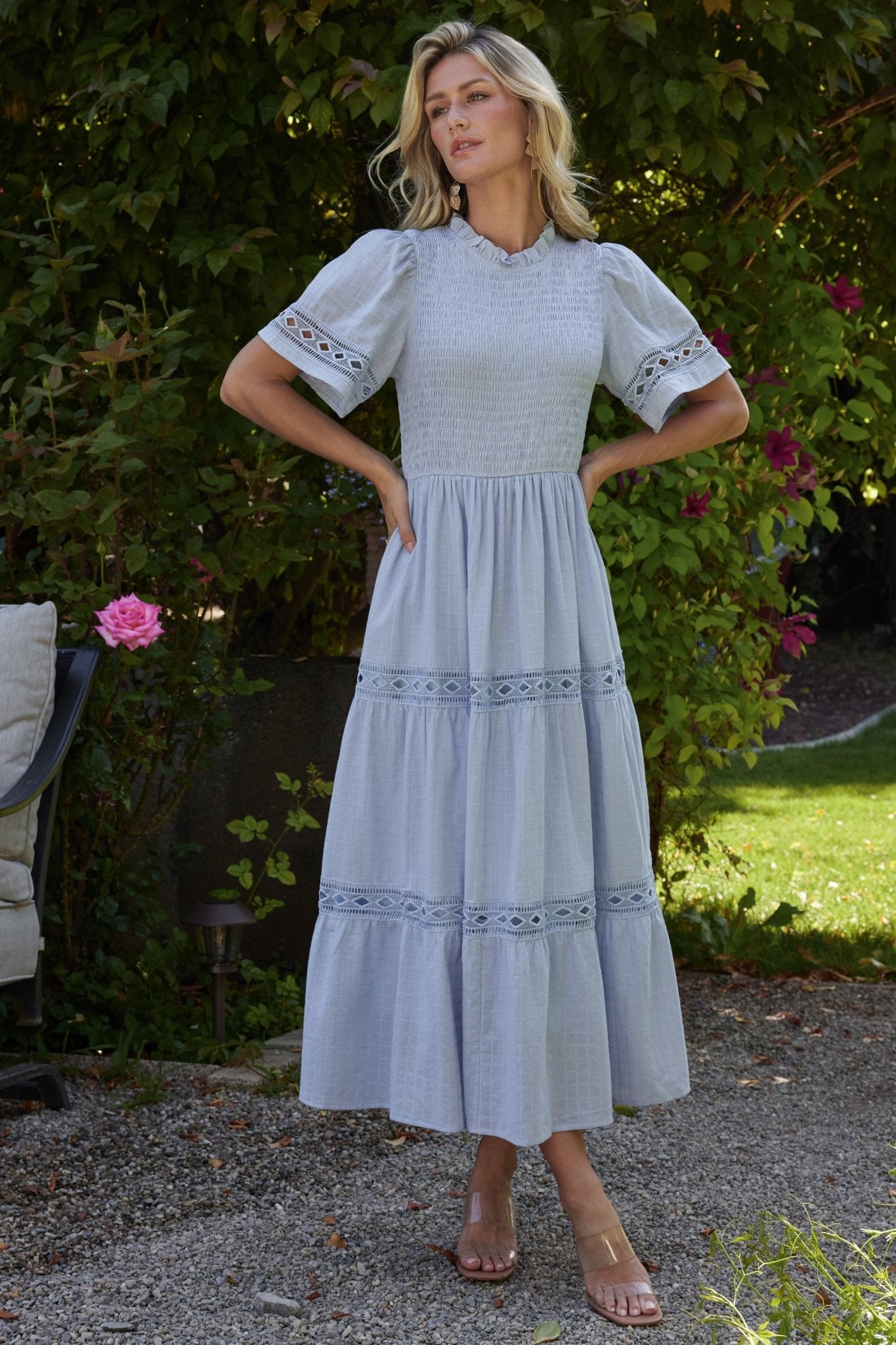 Loveland Geo Lace Maxi Dress | Light Blue Loveland Geo Lace Maxi Dress | Light Blue