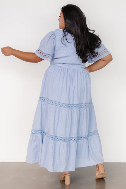 Loveland Geo Lace Maxi Dress | Light Blue - Baltic Born