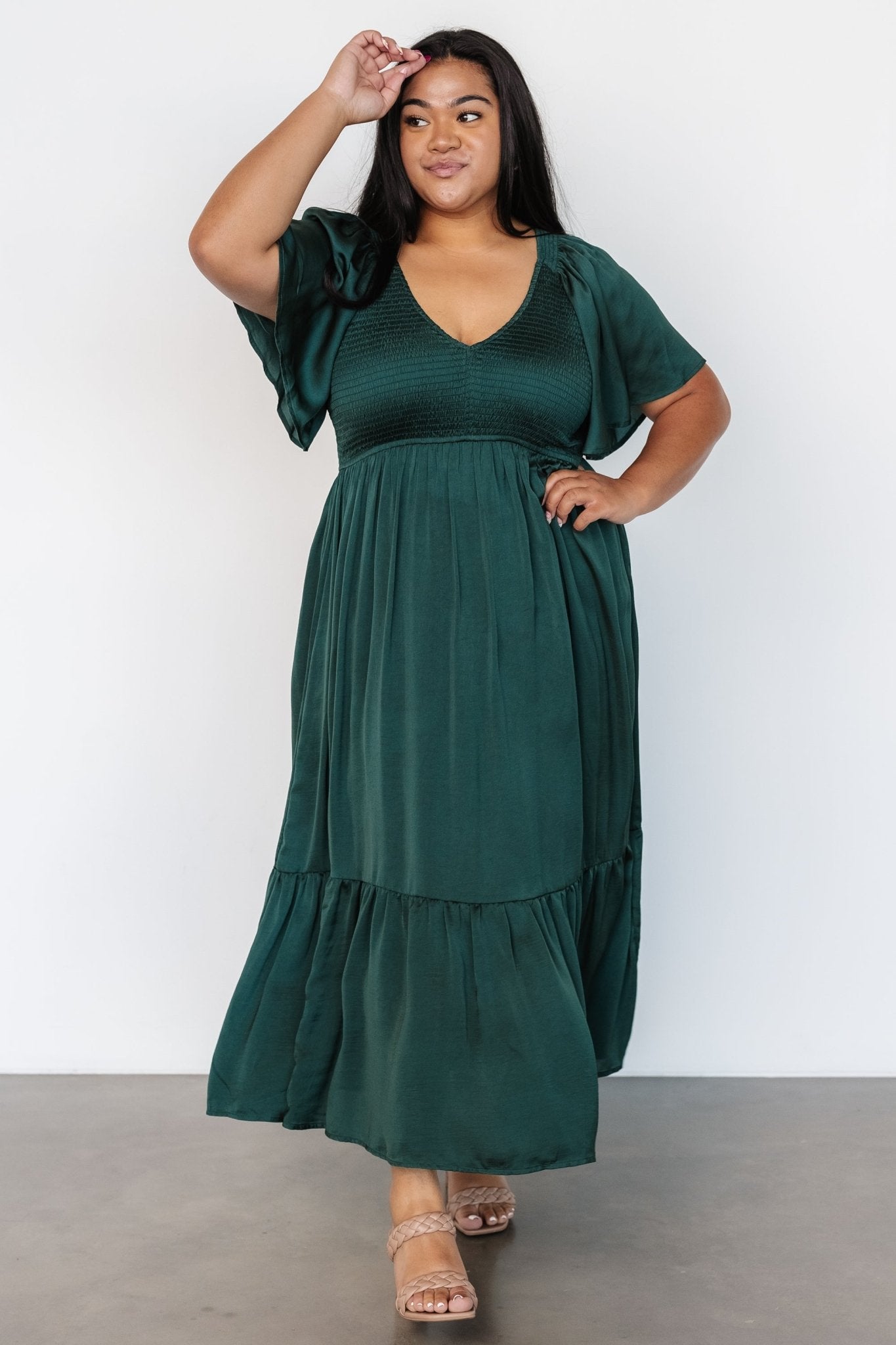 Baltic Born Womens Lovell Smocked Midi Dress | Emerald | Size: XL Baltic Born Womens Lovell Smocked Midi Dress | Emerald | Size: XL