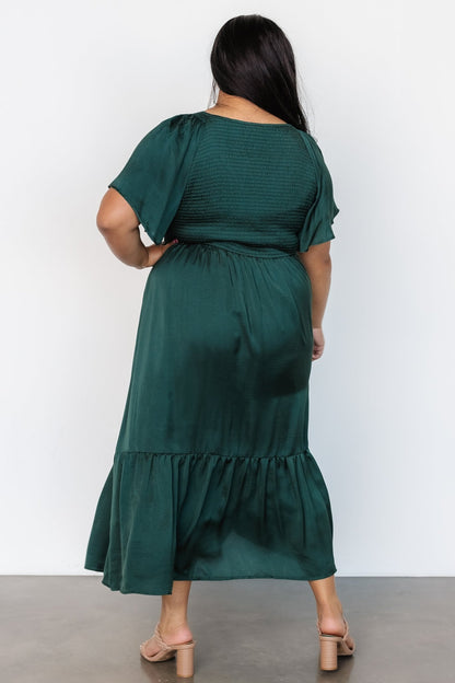 Lovell Smocked Midi Dress | Emerald - Baltic Born