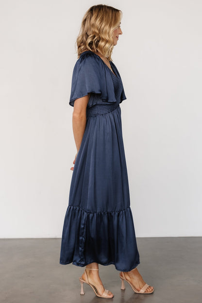 Lovell Smocked Midi Dress | Midnight Blue - Baltic Born