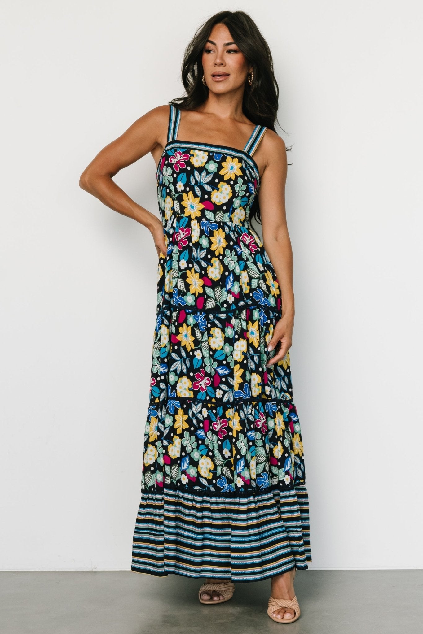 Lucia Tank Maxi Dress | Black Multi Print - Baltic Born