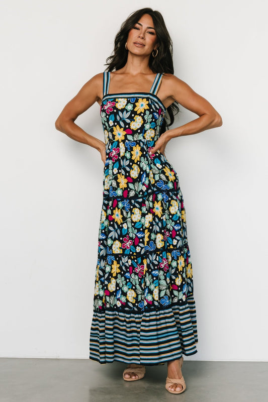 Lucia Tank Maxi Dress | Black Multi Print - Baltic Born