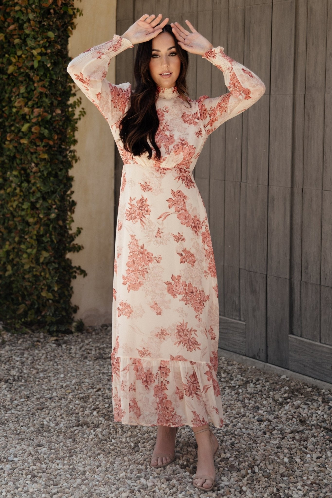 Luciana Maxi Dress | Beige + Rose - Baltic Born