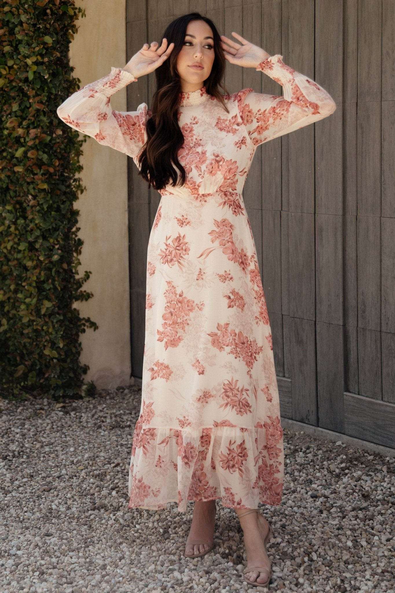 Luciana Maxi Dress | Beige + Rose - Baltic Born