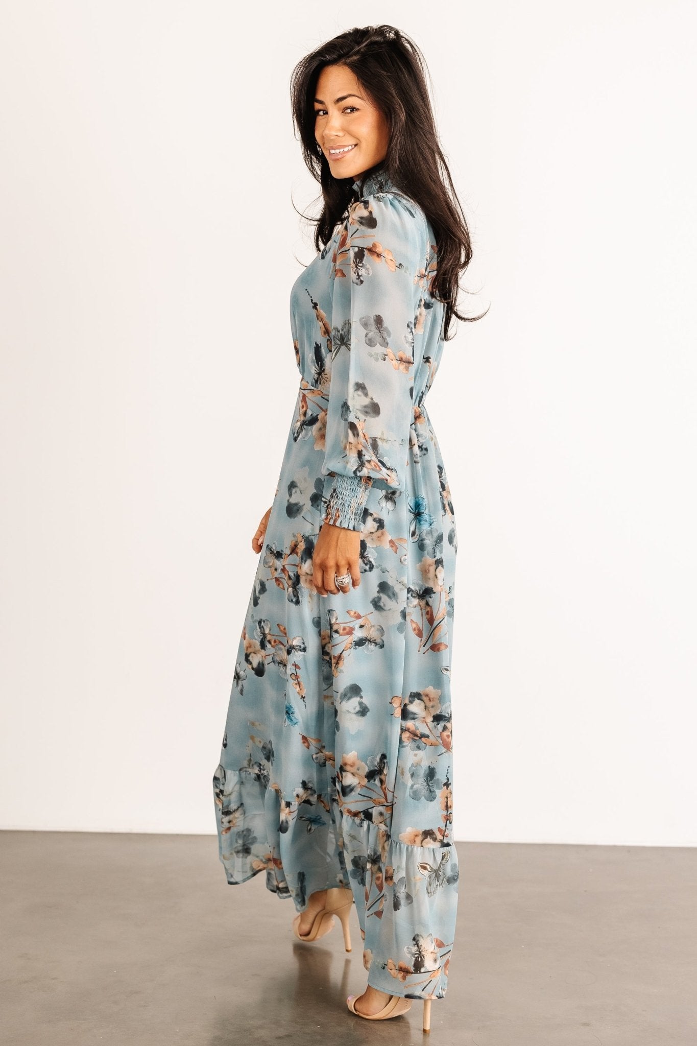 Luciana Maxi Dress | Cyan Blue Floral - Baltic Born