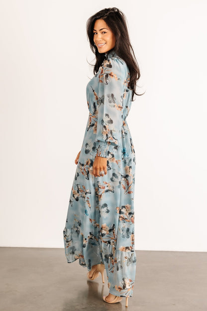 Luciana Maxi Dress | Cyan Blue Floral - Baltic Born