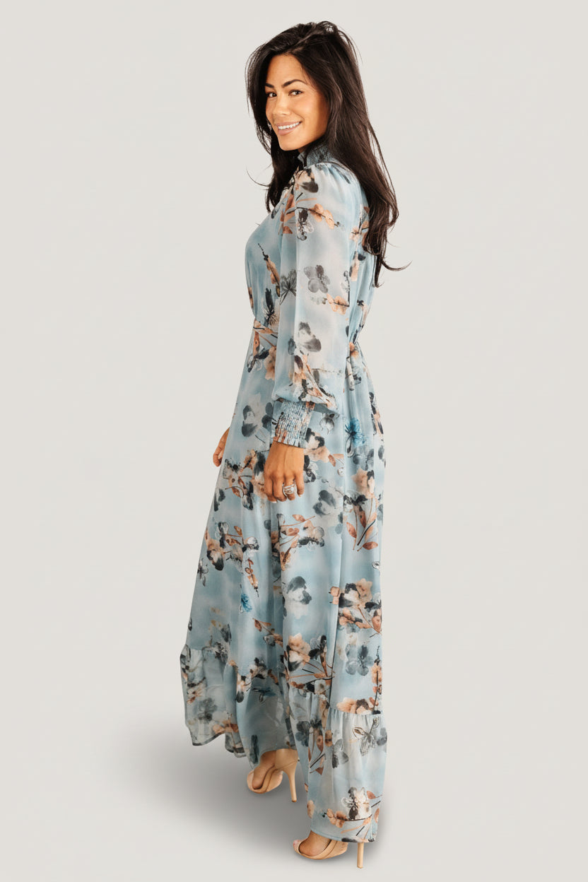 Luciana Maxi Dress | Cyan Blue Floral
