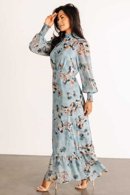 Luciana Maxi Dress | Cyan Blue Floral - Baltic Born