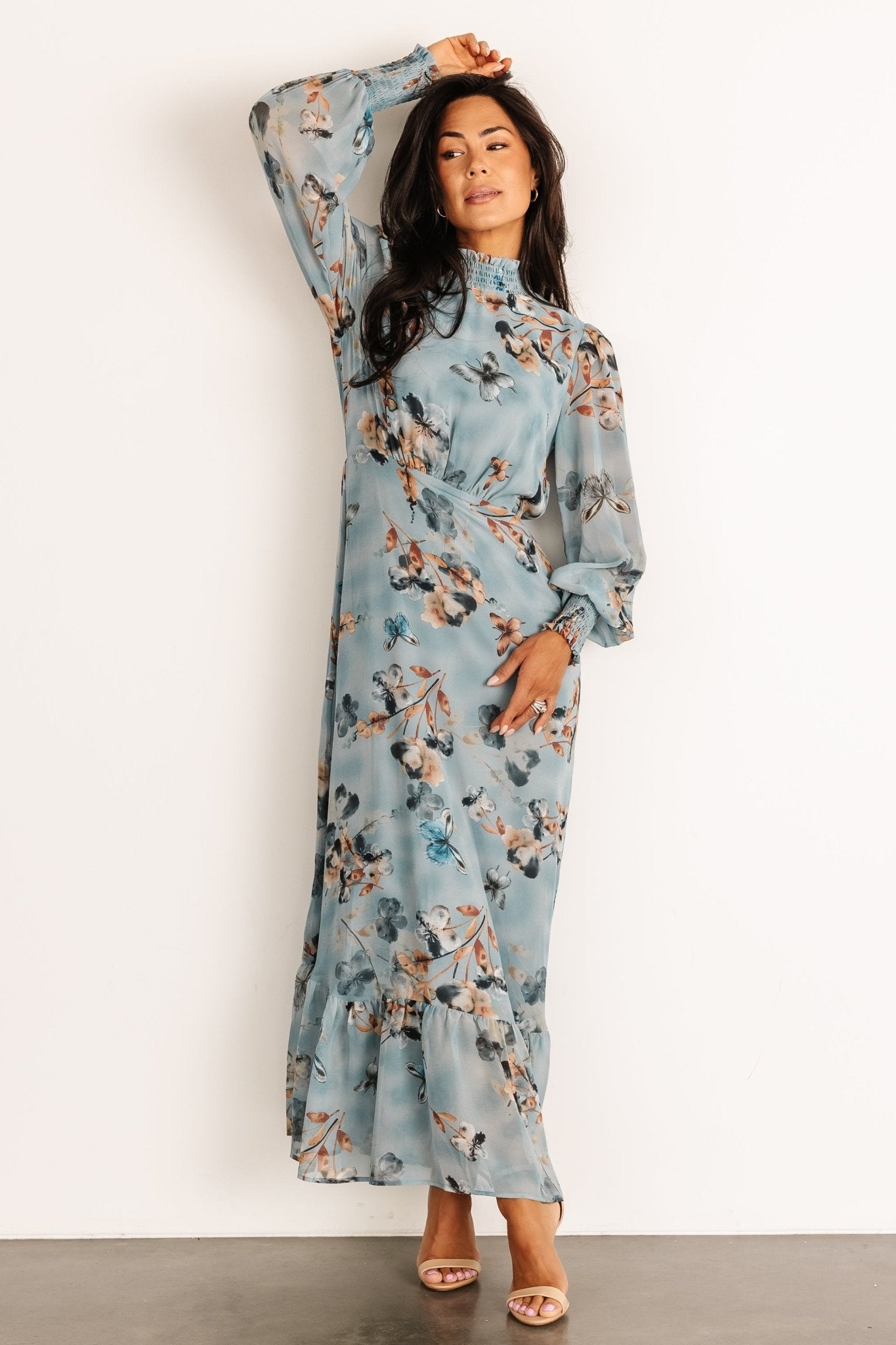 Luciana Maxi Dress | Cyan Blue Floral - Baltic Born