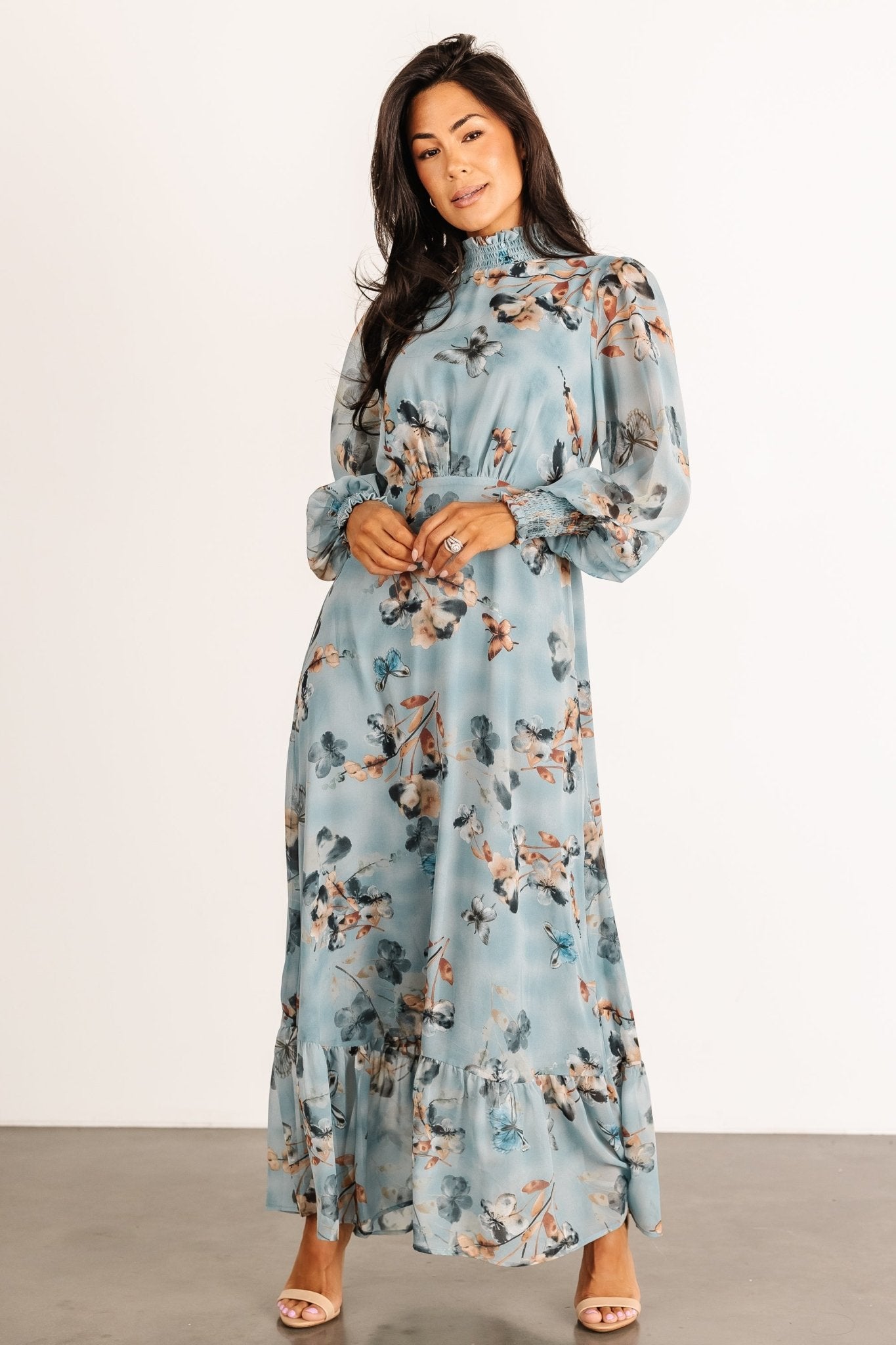 Luciana Maxi Dress | Cyan Blue Floral - Baltic Born