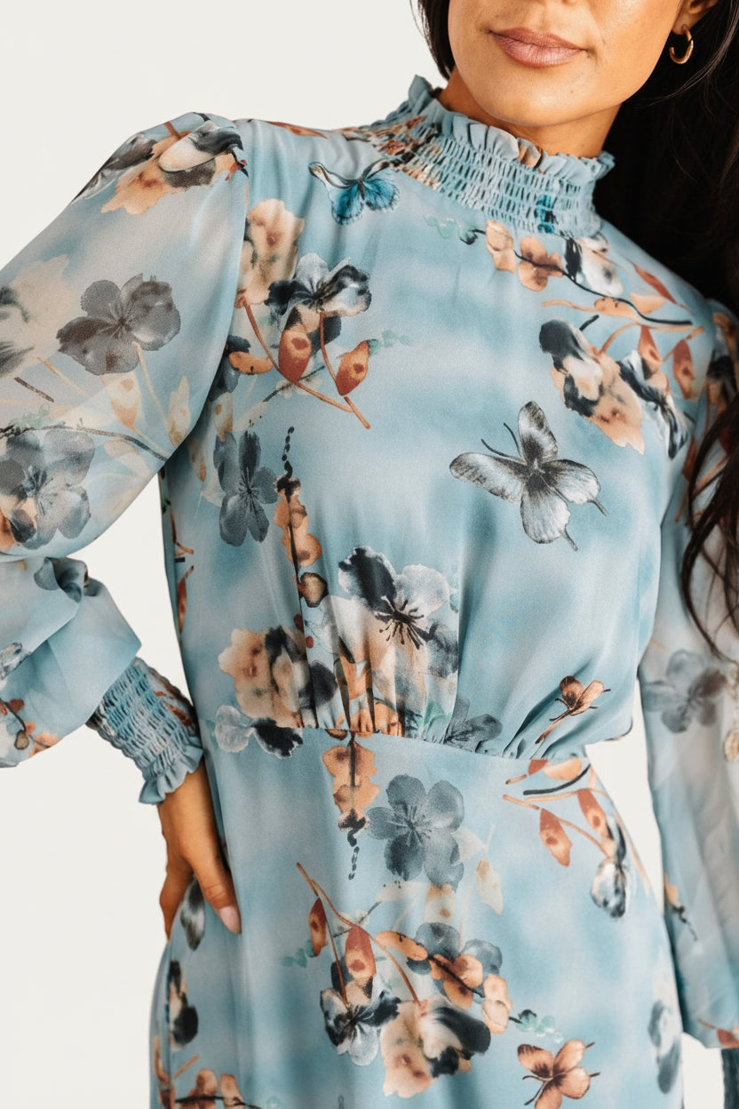 Luciana Maxi Dress | Cyan Blue Floral