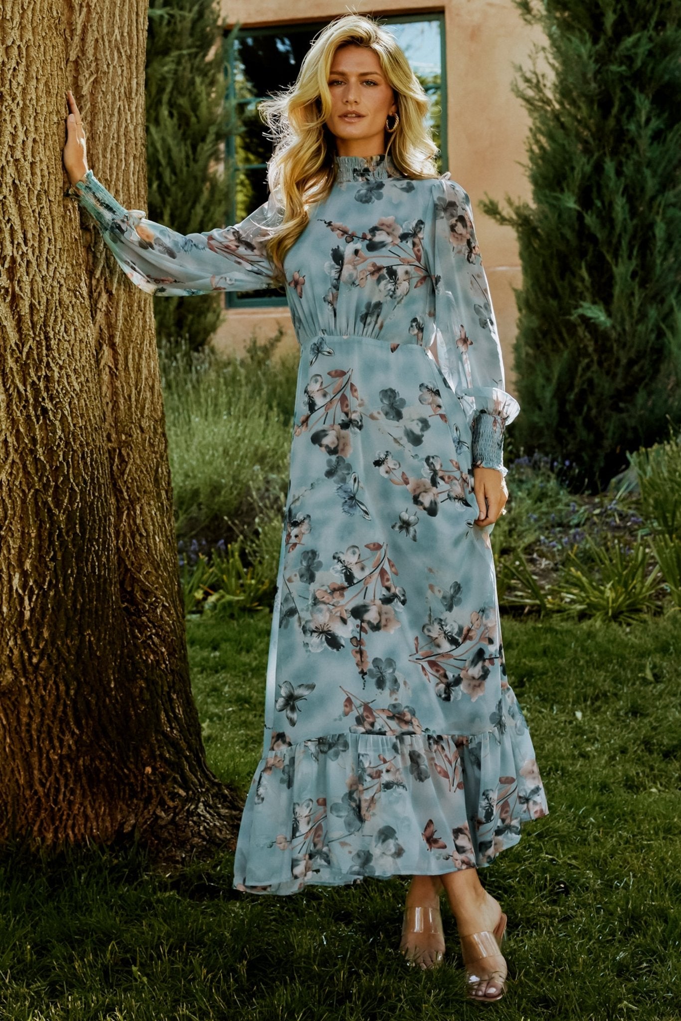 Luciana Maxi Dress | Cyan Blue Floral | Baltic Born