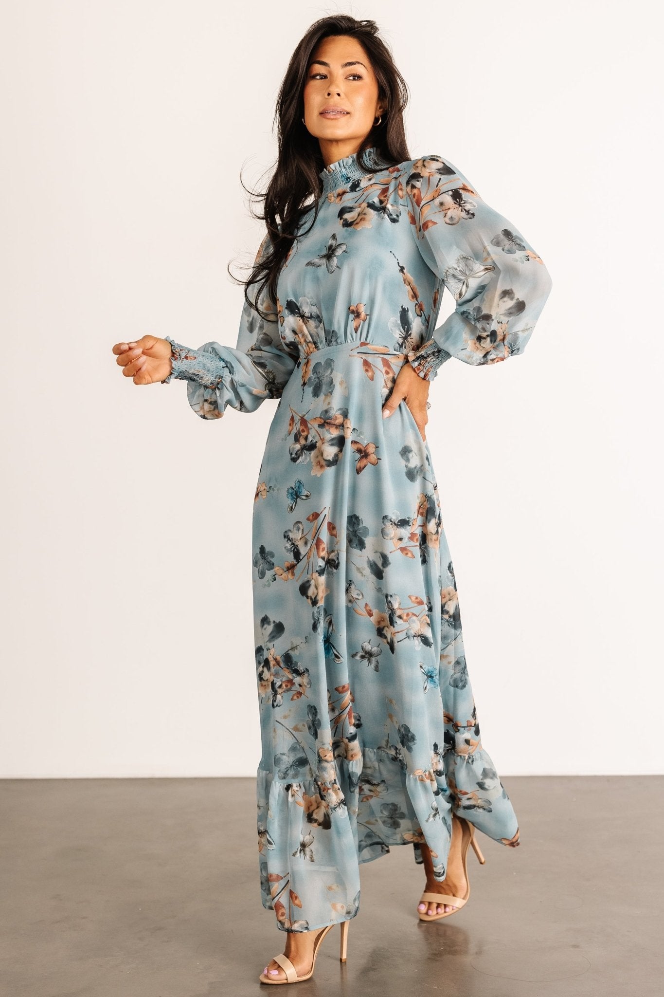 Luciana Maxi Dress | Cyan Blue Floral - Baltic Born