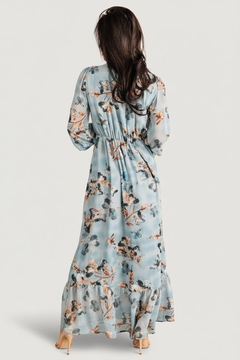 Luciana Maxi Dress | Cyan Blue Floral