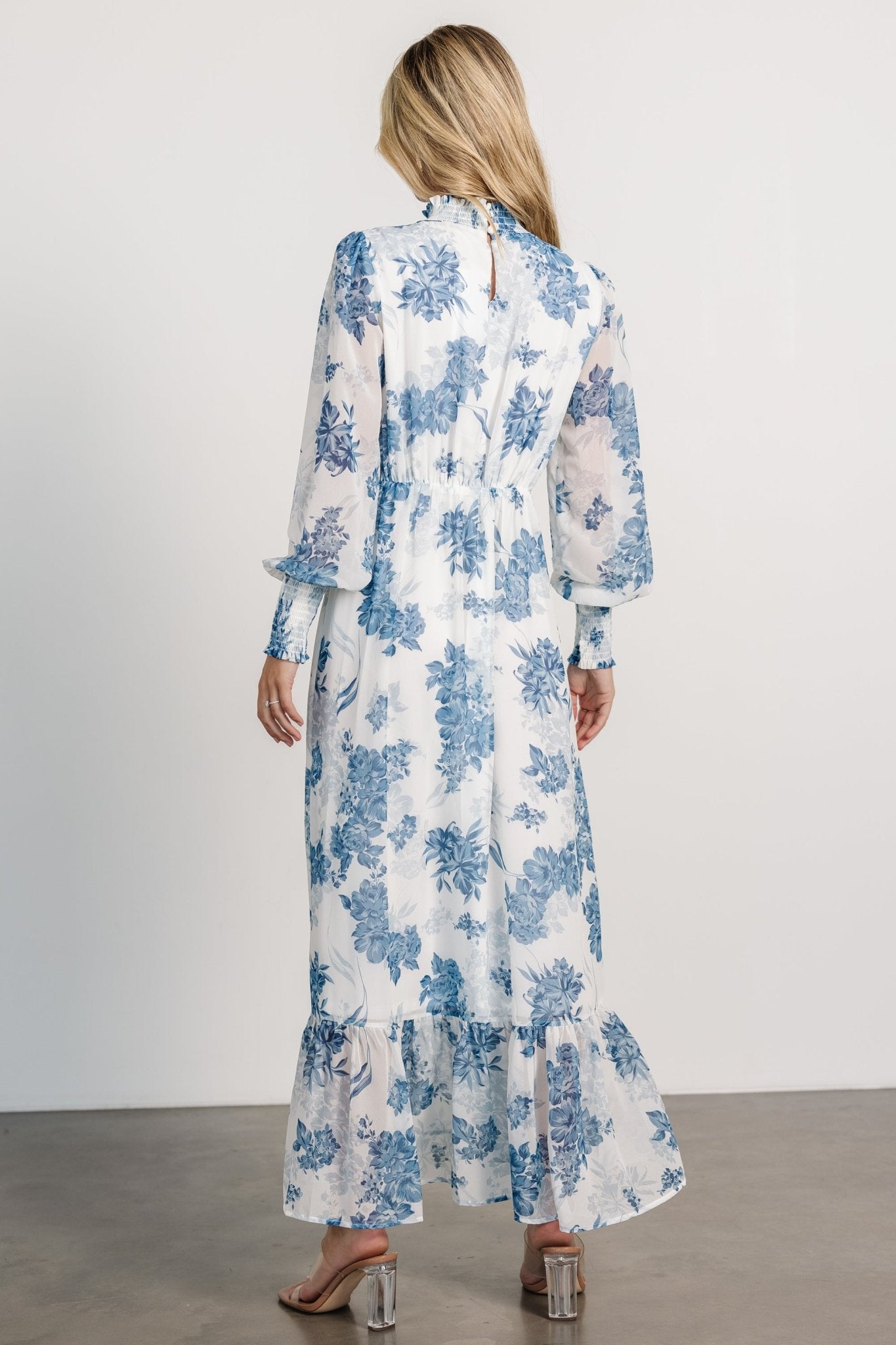 Luciana Maxi Dress | Off White + Blue - Baltic Born