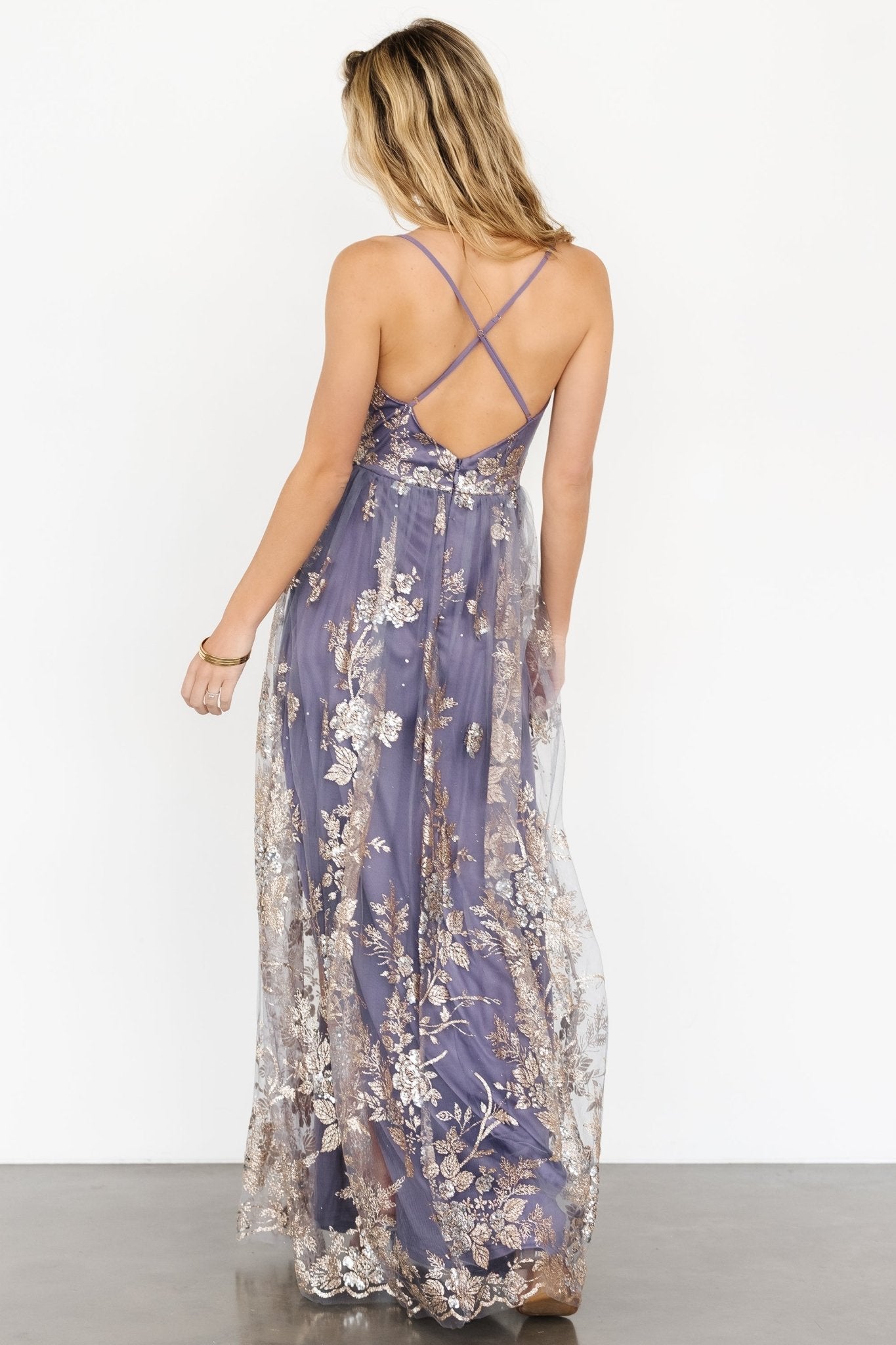 Lucienne Shimmer Maxi Gown | Blue + Gold - Baltic Born