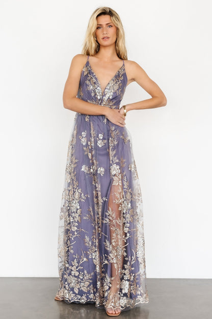 Lucienne Shimmer Maxi Gown | Blue + Gold - Baltic Born