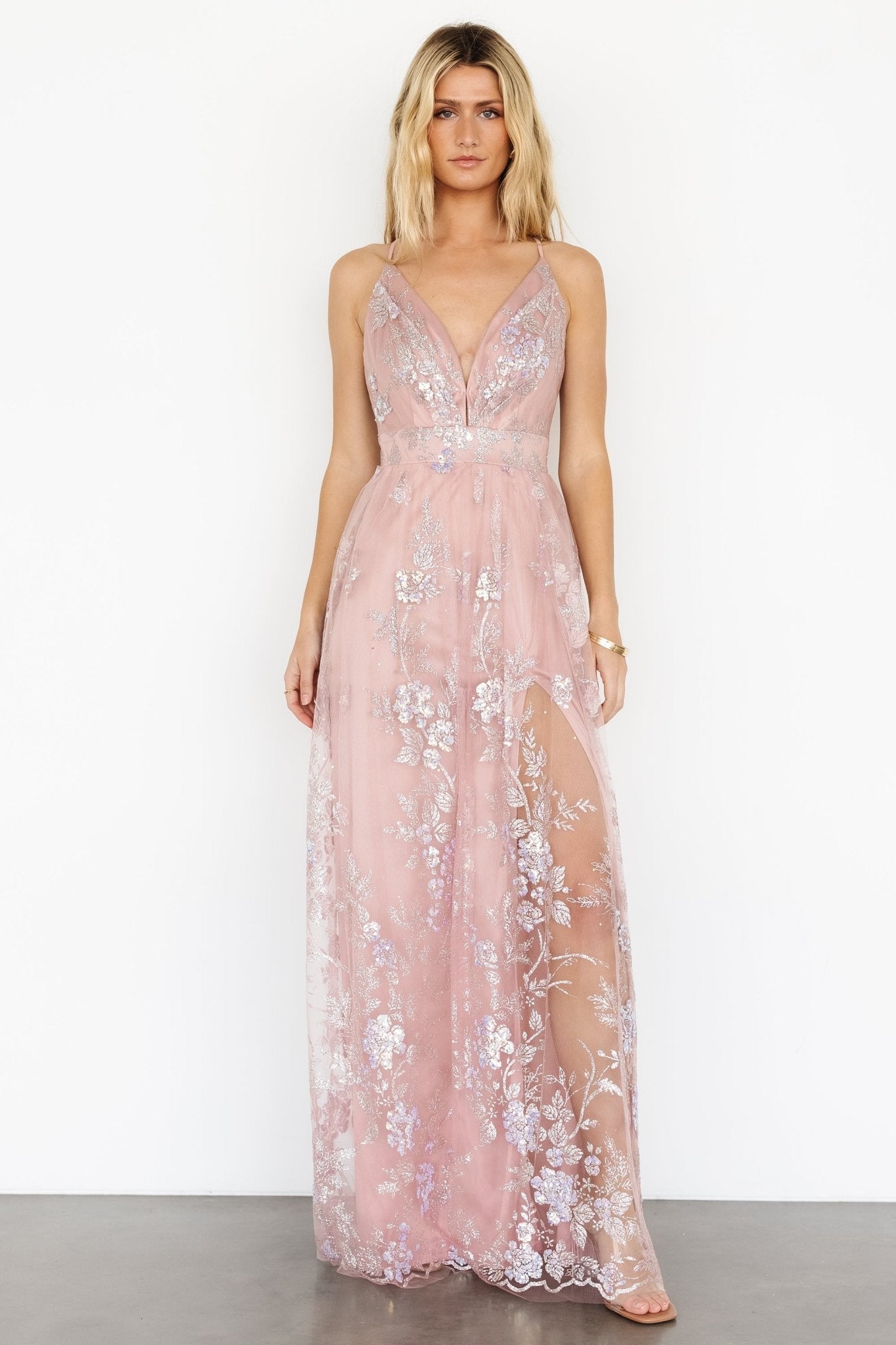 Lucienne Shimmer Maxi Gown | Blushing Rose - Baltic Born