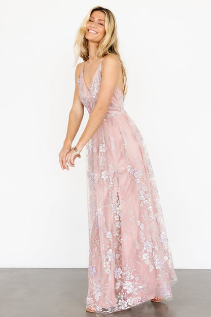 Lucienne Shimmer Maxi Gown | Blushing Rose - Baltic Born