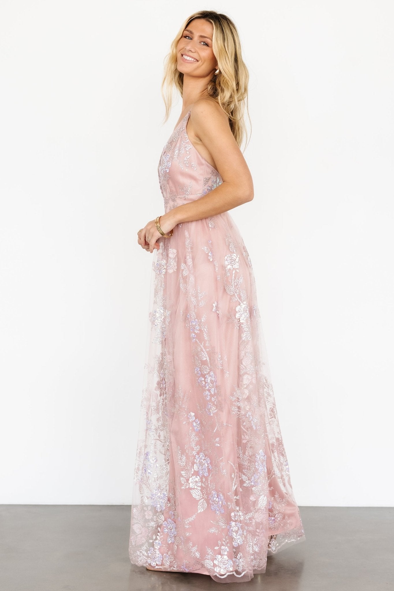 Lucienne Shimmer Maxi Gown | Blushing Rose - Baltic Born