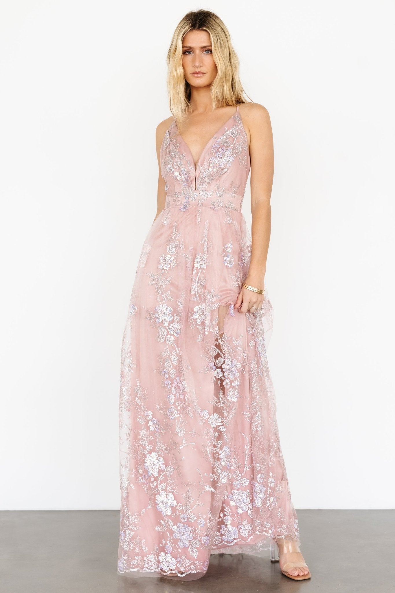 Lucienne Shimmer Maxi Gown | Blushing Rose - Baltic Born