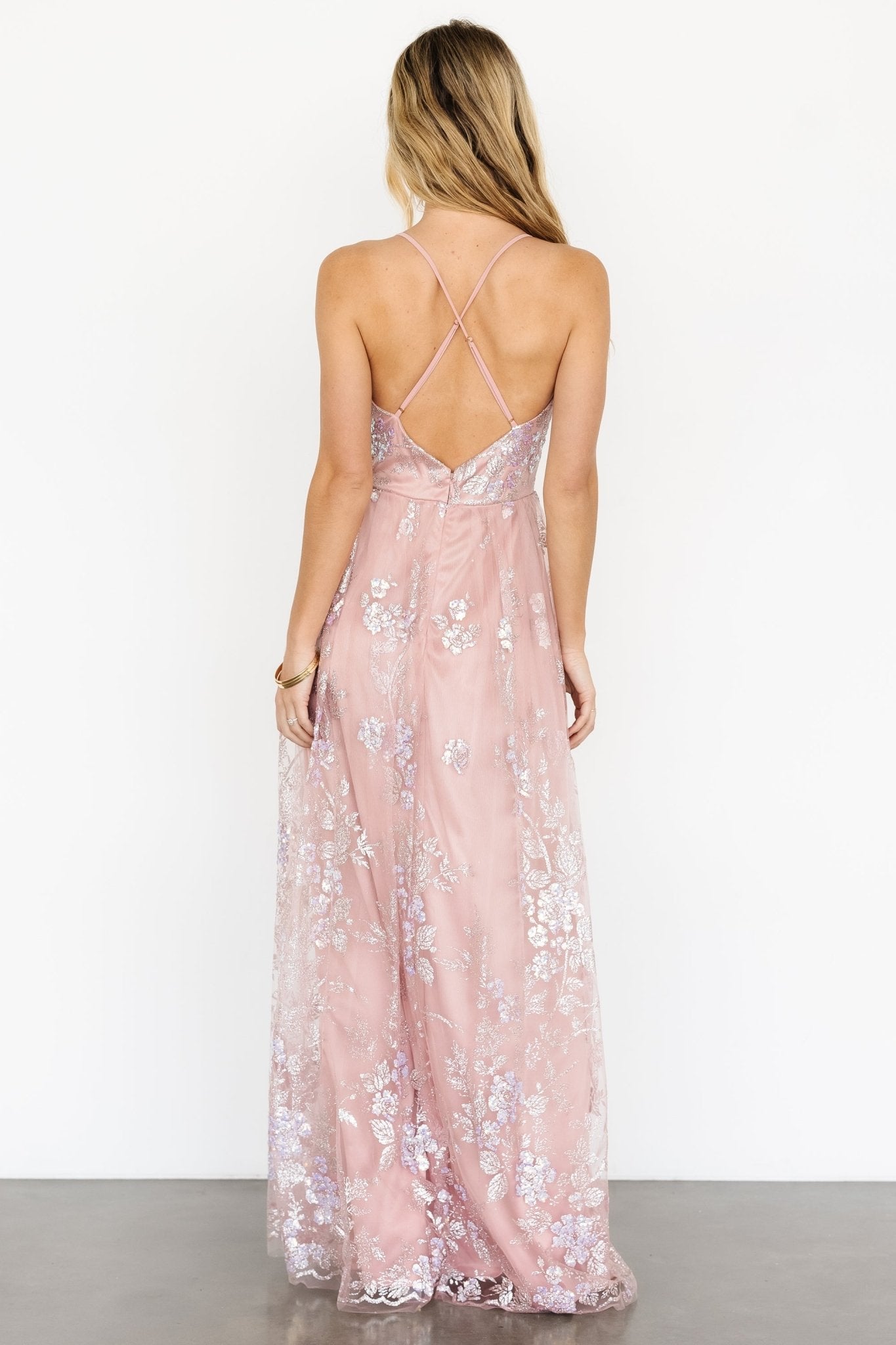 Lucienne Shimmer Maxi Gown | Blushing Rose - Baltic Born