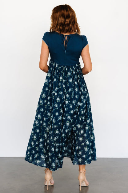 Lucille Maxi Dress | Dark Blue Floral - Baltic Born