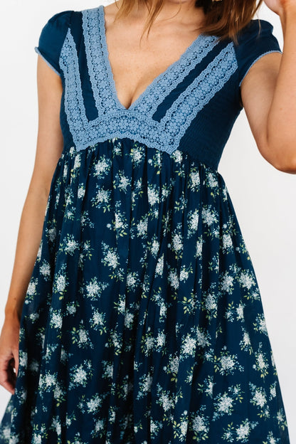 Lucille Maxi Dress | Dark Blue Floral - Baltic Born